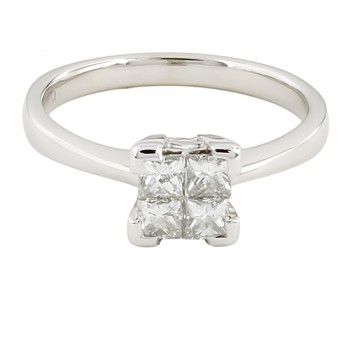 18ct white gold Diamond 4 stone Ring size M